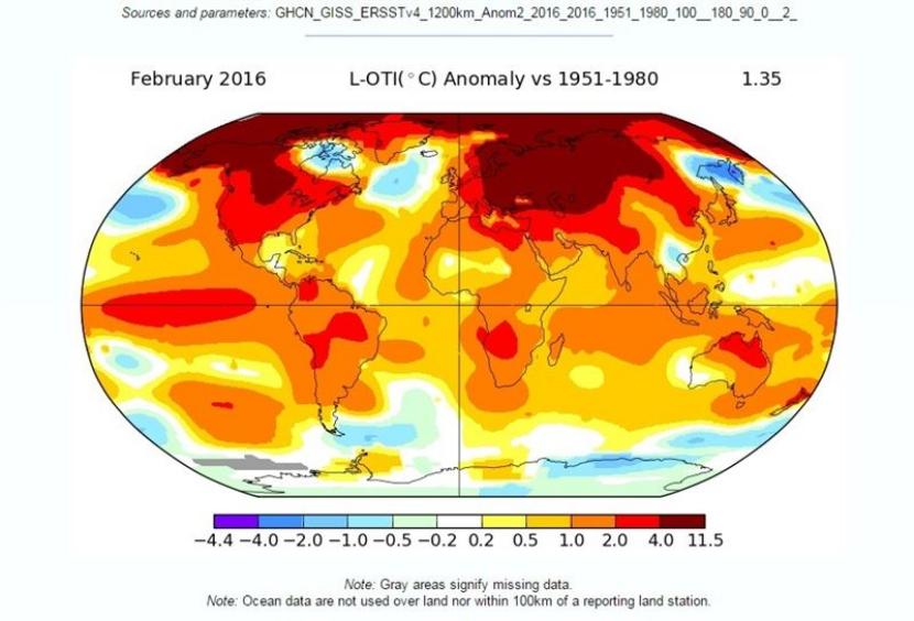 Nuevo Récord: La Temperatura Global Aumentó 1,35 Grados En Febrero
