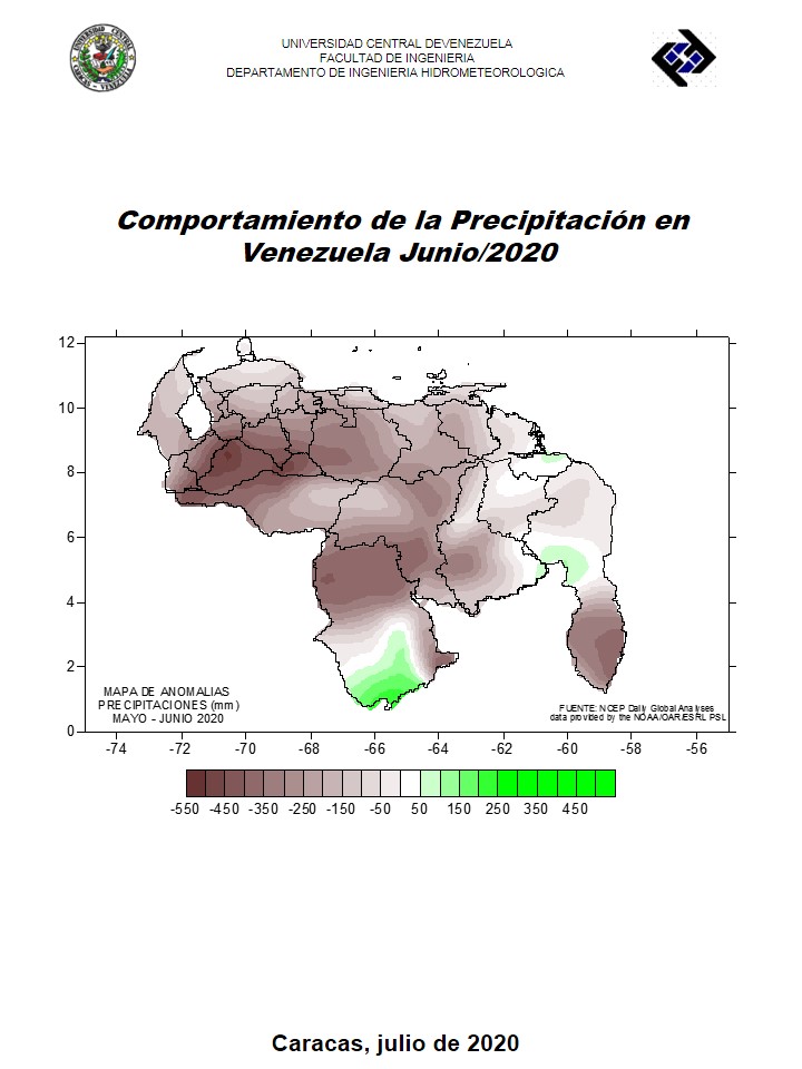 Comportamiento De La Precipitación En Venezuela Junio/2020